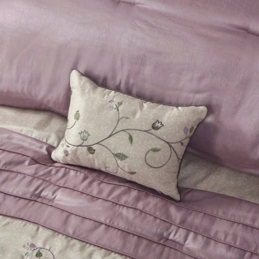 Embroidered Piece Comforter Set Purple