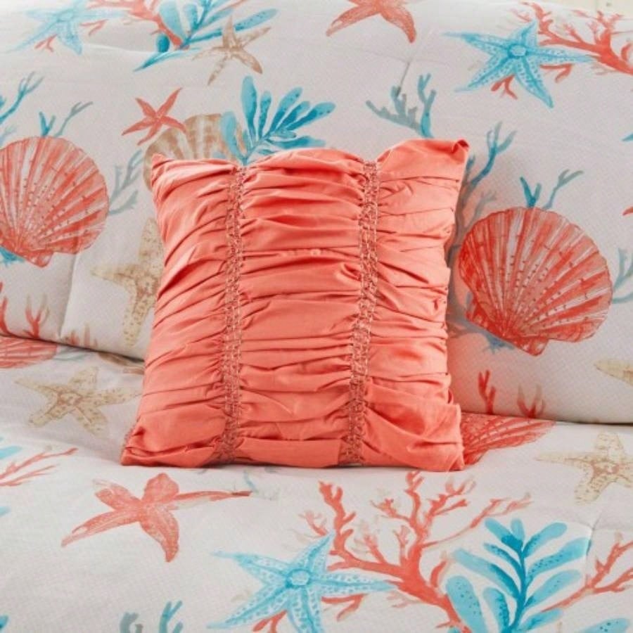 Piece Cotton Sateen Comforter Set Coral King