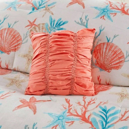 Piece Cotton Sateen Comforter Set Coral King