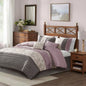Embroidered Piece Comforter Set Purple