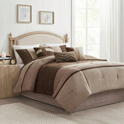 Piece Faux Suede Comforter Set Brown