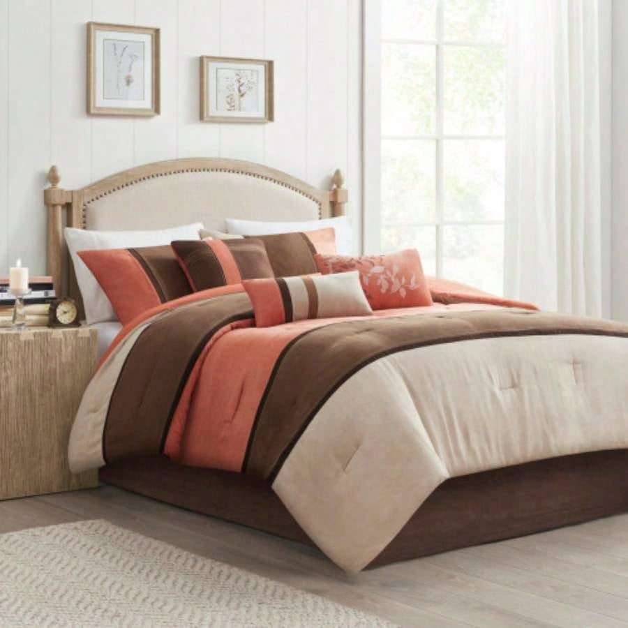 Piece Faux Suede Comforter Set Brown