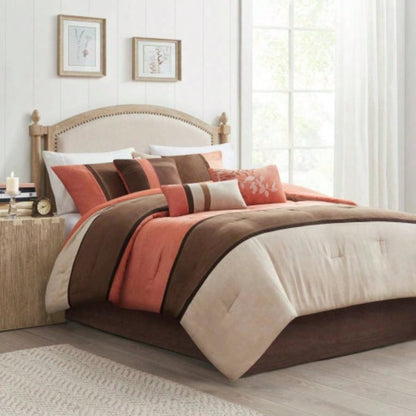 Piece Faux Suede Comforter Set Brown