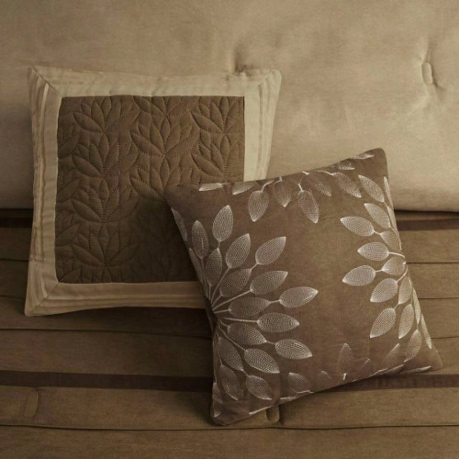 PC Pieced Faux Suede Comforter Set Natural Cal King