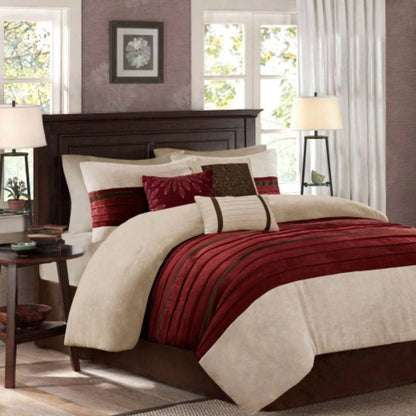 PC Pieced Faux Suede Comforter Set Natural Cal King
