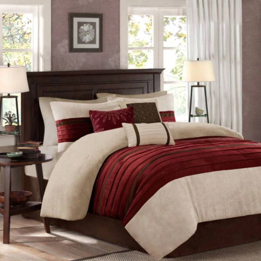 PC Pieced Faux Suede Comforter Set Natural Cal King