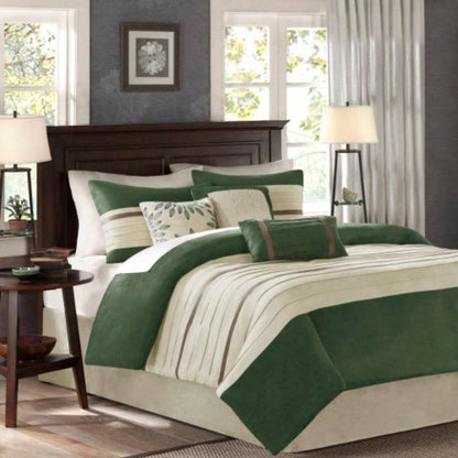 PC Pieced Faux Suede Comforter Set Natural Cal King