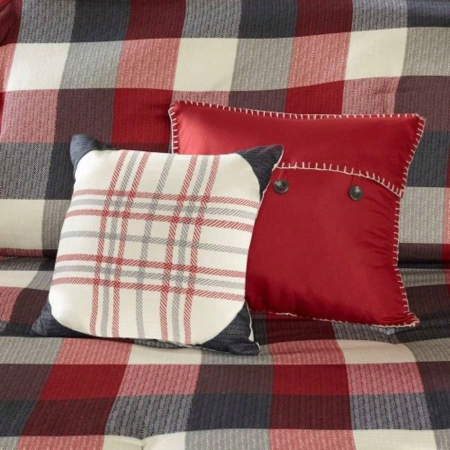 Piece Herringbone Comforter Set Red King