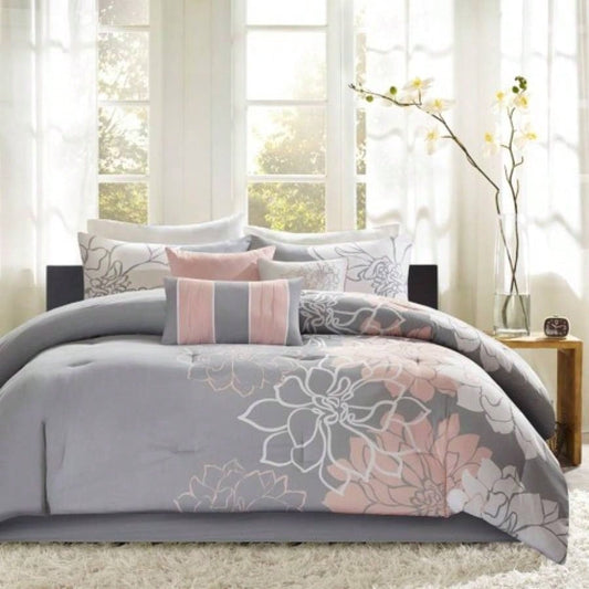 Printed Cotton Sateen Comforter Set/Peach King