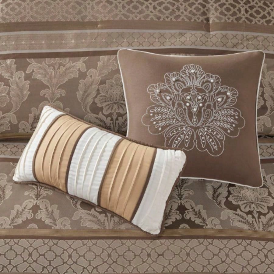 Piece Jacquard Comforter Set Brown/Gold