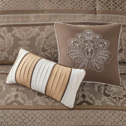 Piece Jacquard Comforter Set Brown/Gold