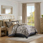 12 Piece Comforter Set with Cotton Bed Sheets Navy Cal King