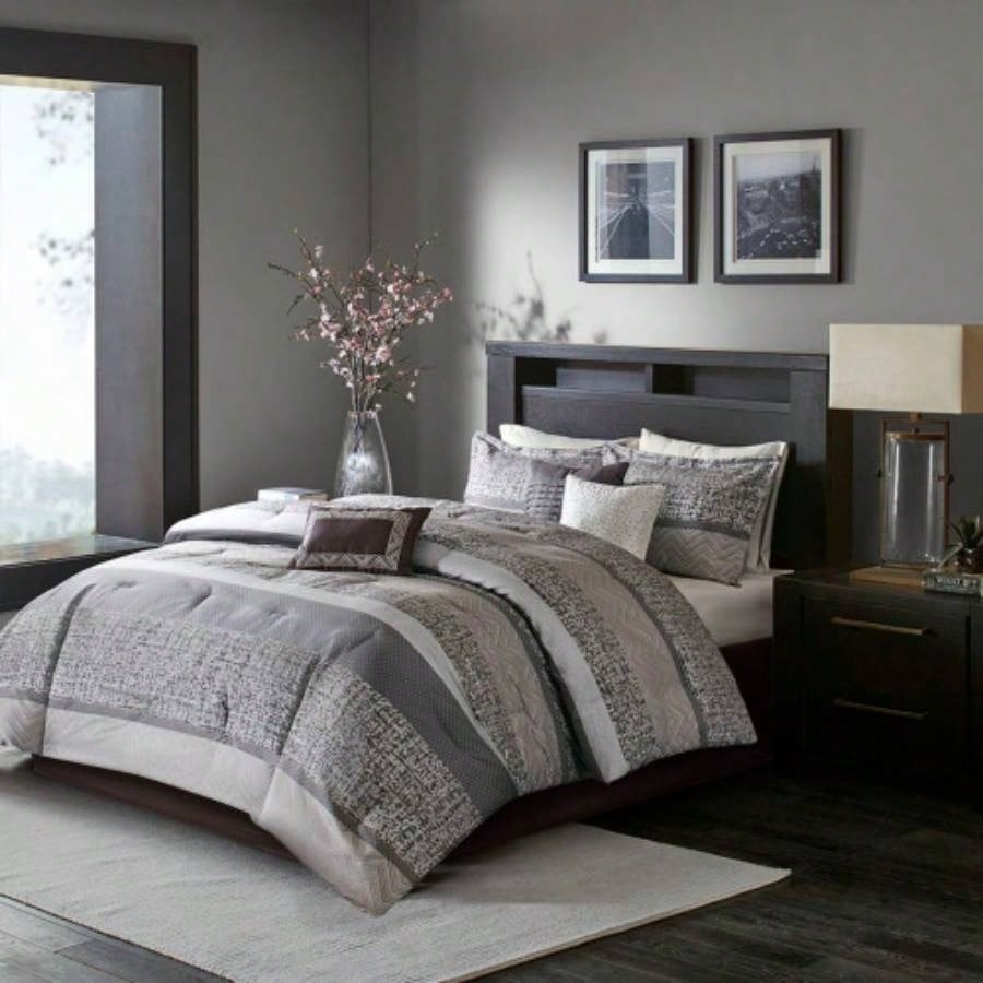 Piece Jacquard Comforter Set/Taupe Cal King
