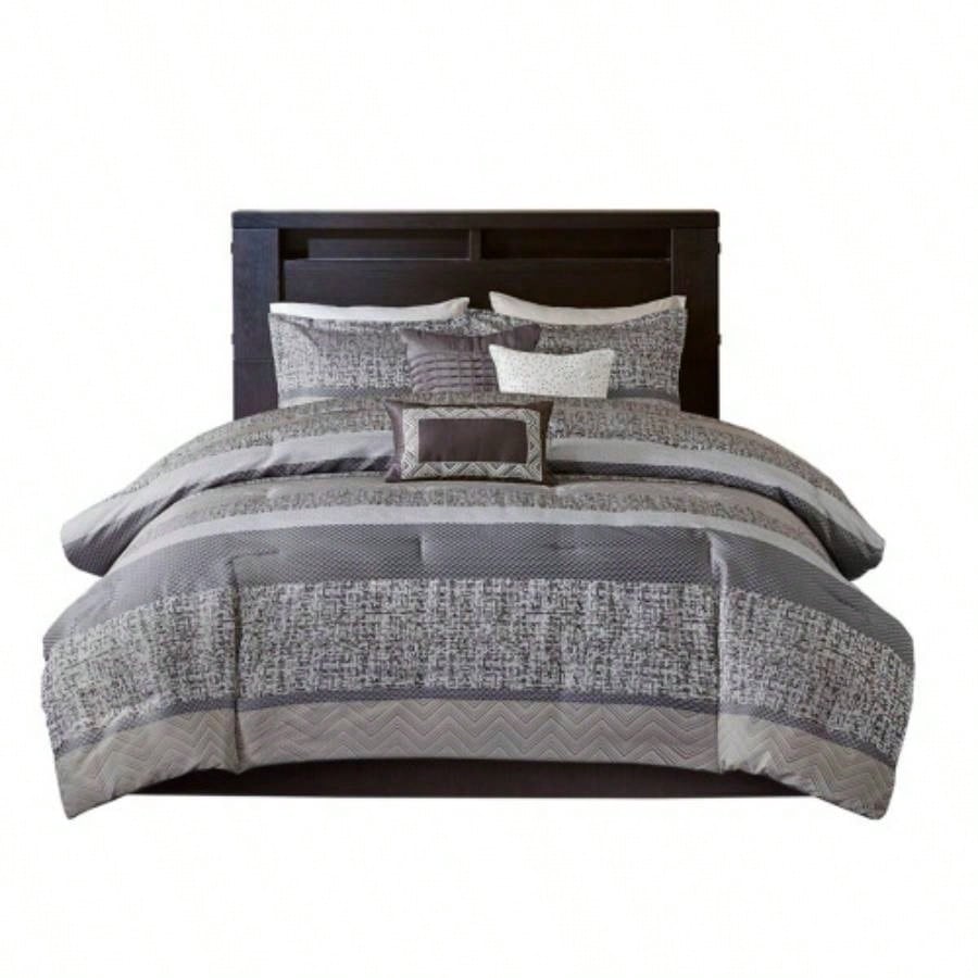 Piece Jacquard Comforter Set/Taupe
