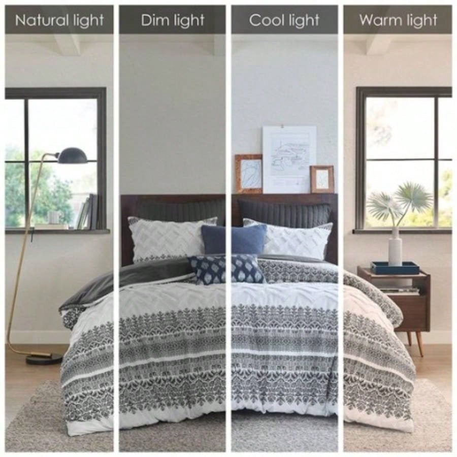 King/Cal King 3 Piece Cotton Duvet Cover Set with Chenille Tufting