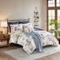 Piece Printed Seersucker Comforter Set with Throw Blanket Blue Full/