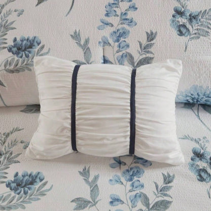 Piece Printed Seersucker Comforter Set with Throw Blanket Blue Full/