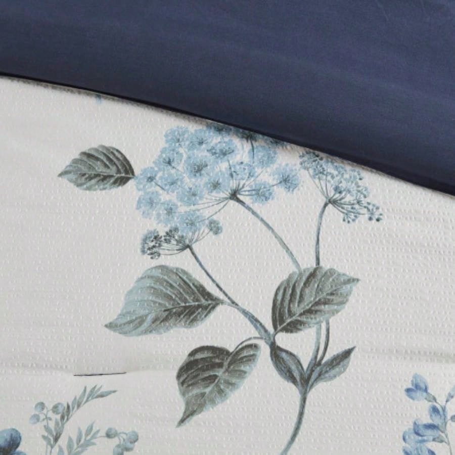 Piece Printed Seersucker Comforter Set with Throw Blanket Blue Full/