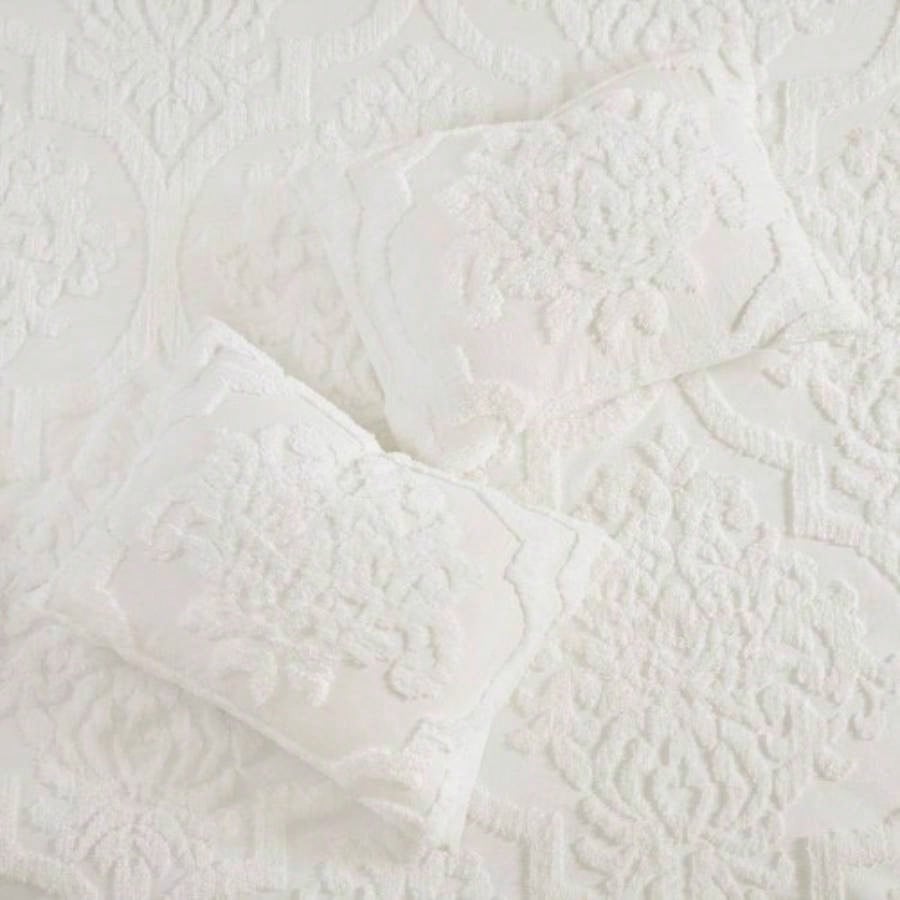 Full/ 3 Piece Tufted Cotton Chenille Damask Duvet Cover Set