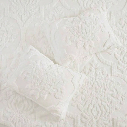 Full/ 3 Piece Tufted Cotton Chenille Damask Duvet Cover Set
