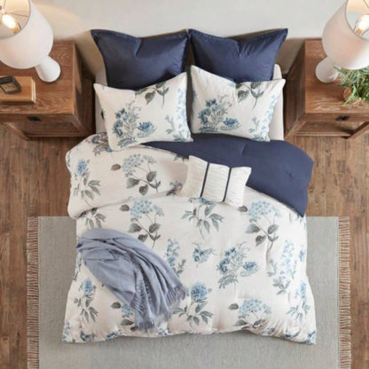 Piece Printed Seersucker Comforter Set with Throw Blanket Blue Full/