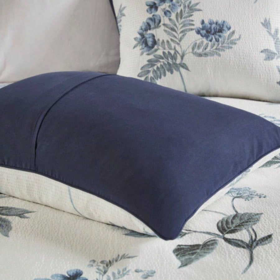 Piece Printed Seersucker Comforter Set with Throw Blanket Blue Full/