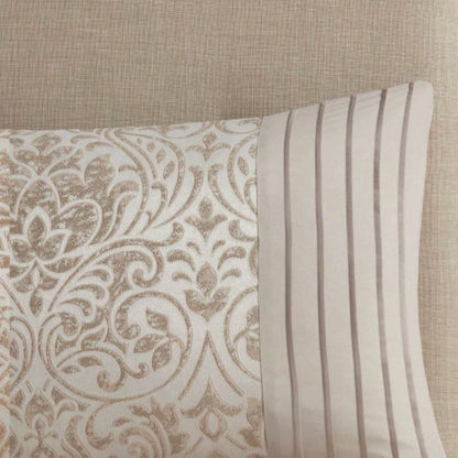 12 Piece Jacquard Comforter Set with Bed Sheets Khaki