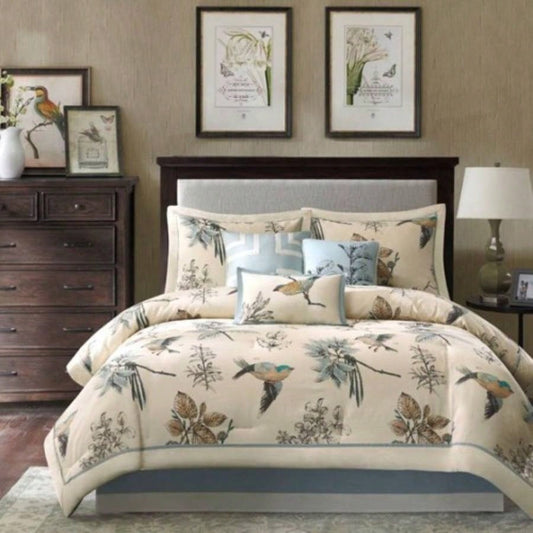 Piece Printed Cotton Twill Comforter Set Khaki Cal King