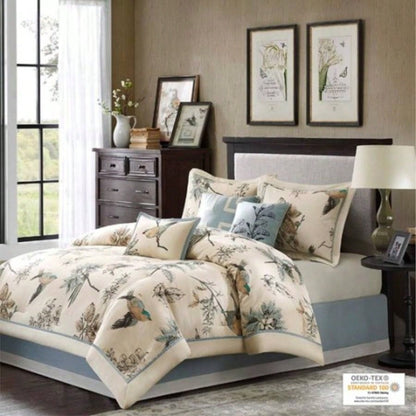 Piece Printed Cotton Twill Comforter Set Khaki Cal King