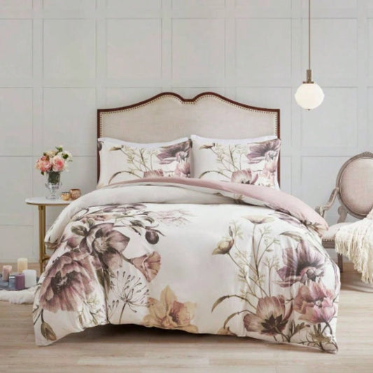 King/Cal King 3 Piece Cotton Printed Duvet Cover Set