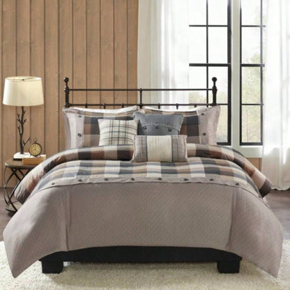 King/Cal King 6 Piece Herringbone Duvet Cover Set