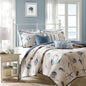 Brushed Microfiber Quilt Set with Throw Pillows Blue Full/