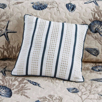 Brushed Microfiber Quilt Set with Throw Pillows Blue Full/