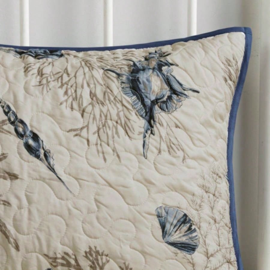 Brushed Microfiber Quilt Set with Throw Pillows Blue Full/