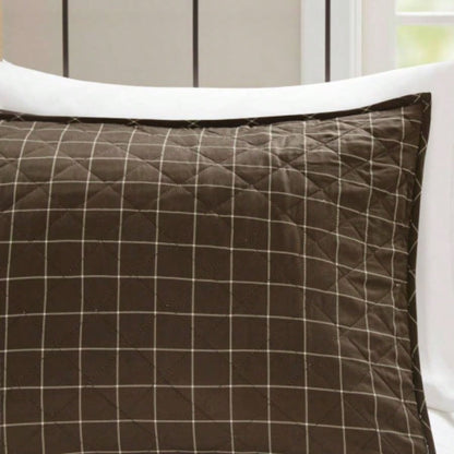 3 Piece Reversible Printed Quilt Set Black/Brown Full/