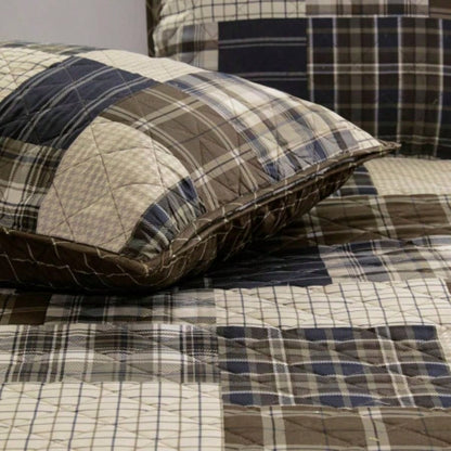 3 Piece Reversible Printed Quilt Set Black/Brown Full/