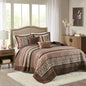 5 Piece Jacquard Quilt Set with Throw Pillows Blue Full/