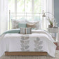 6 Piece Embroidered Quilt Set with Throw Pillows Blue King/Cal King