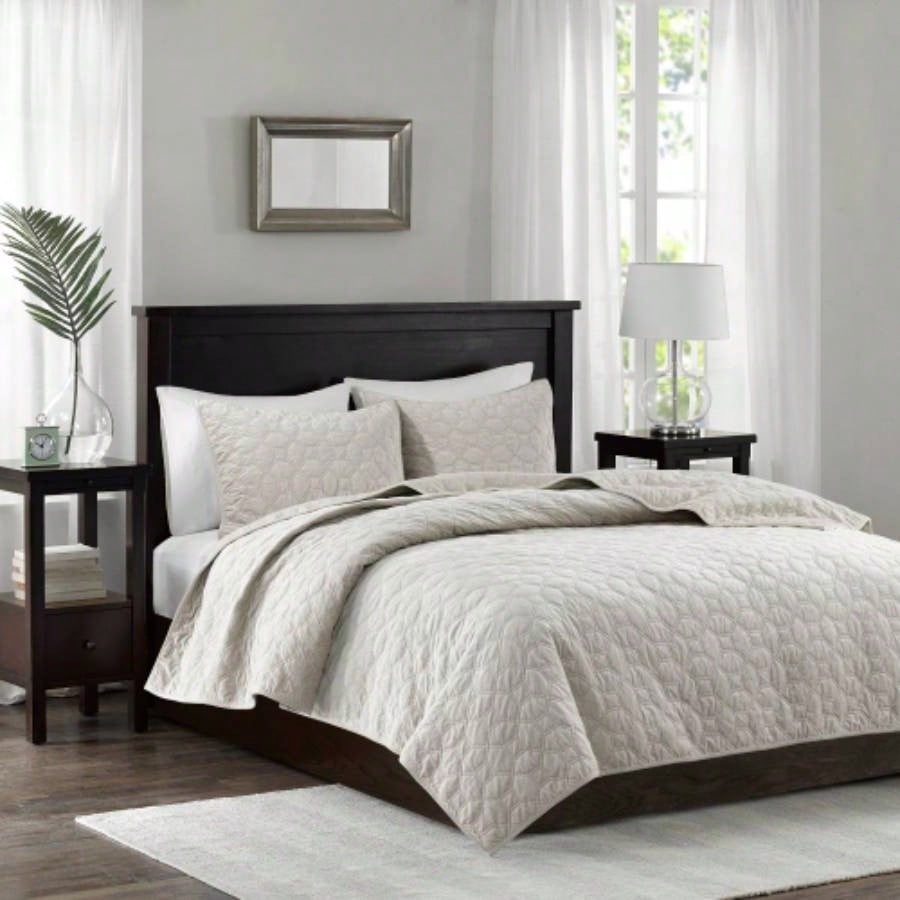 3 Piece Velvet Quilt Set Navy King/Cal King