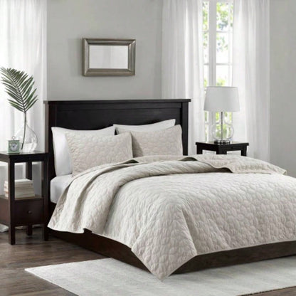 3 Piece Velvet Quilt Set Navy King/Cal King