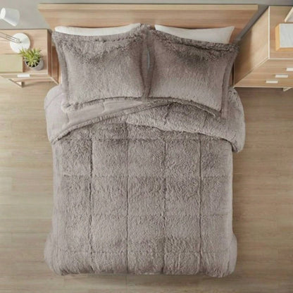 King/Cal King Shaggy Long Fur Comforter Set