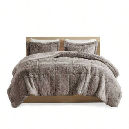 King/Cal King Shaggy Long Fur Comforter Set