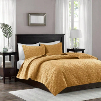 3 Piece Velvet Quilt Set Navy King/Cal King
