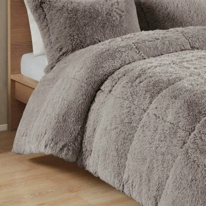 King/Cal King Shaggy Long Fur Comforter Set
