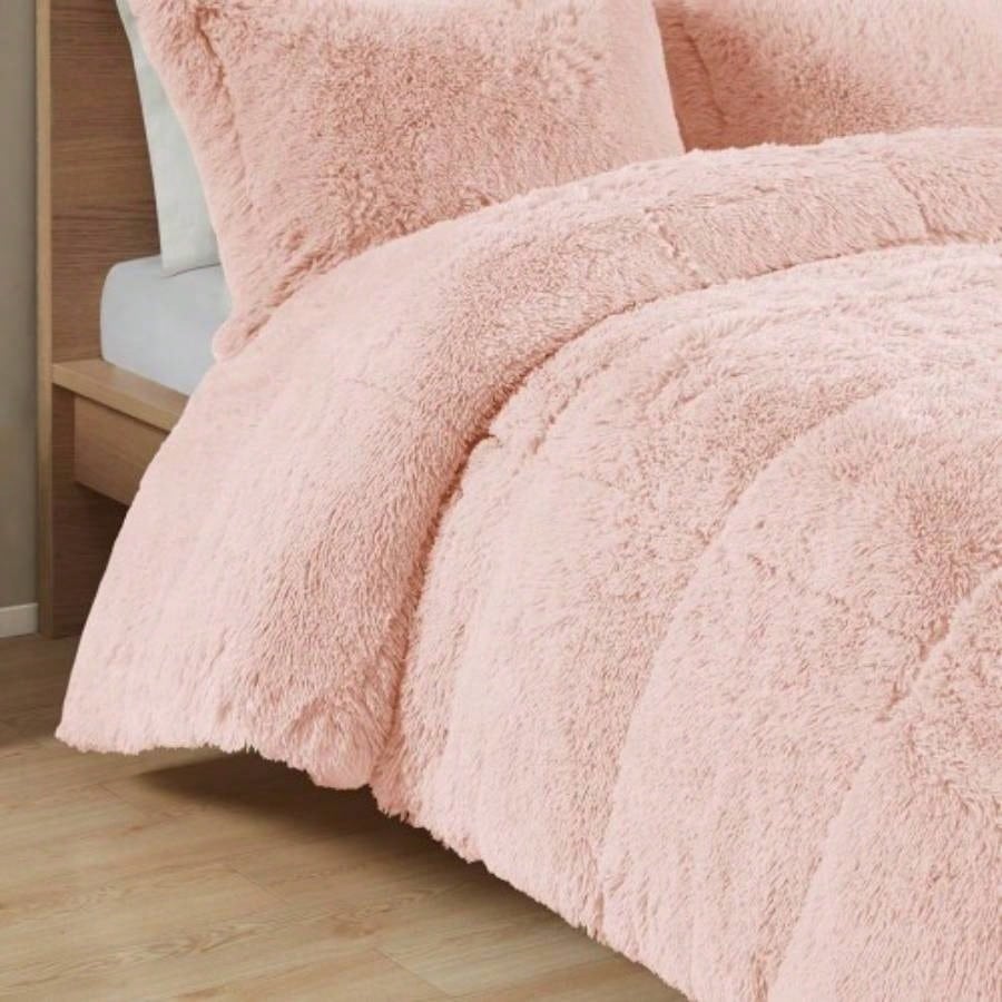 King/Cal King Shaggy Long Fur Comforter Set