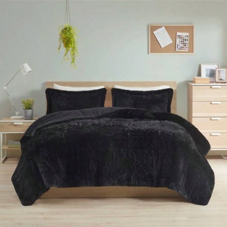 Full/ Shaggy Long Fur Comforter Set