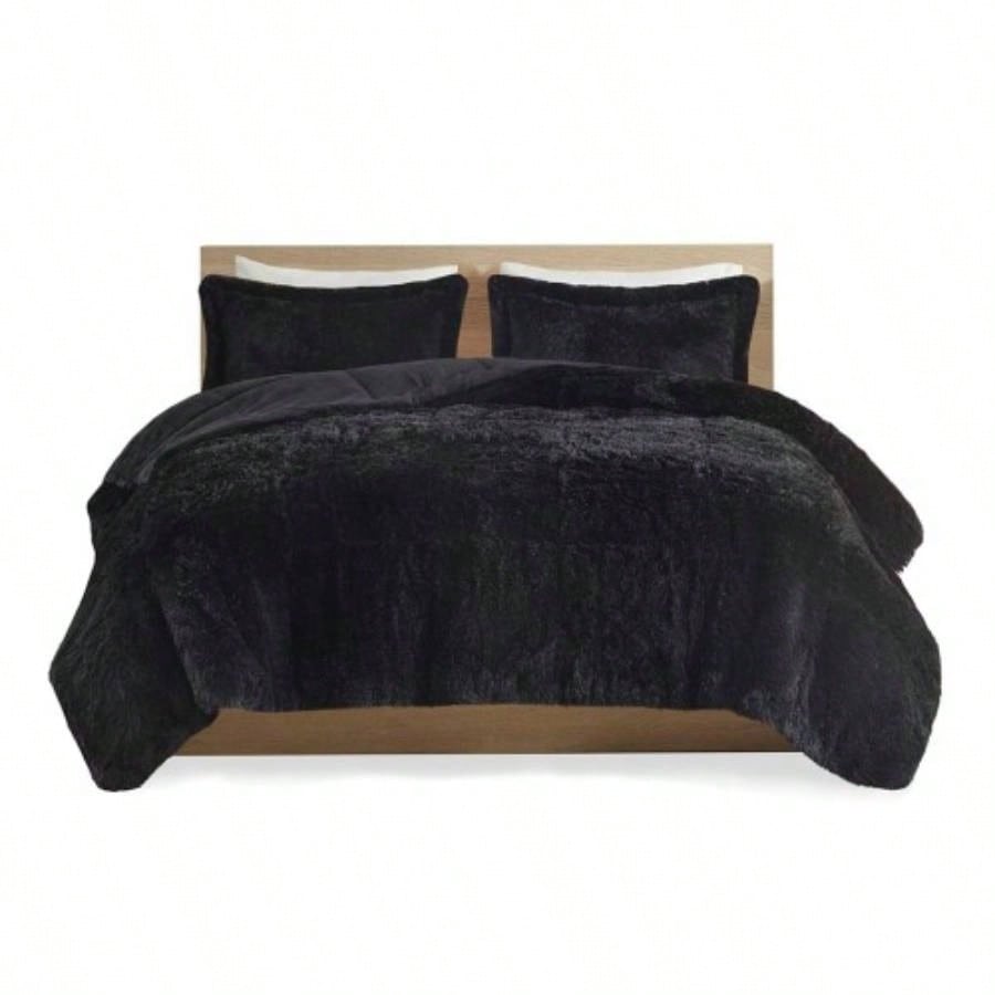 King/Cal King Shaggy Long Fur Comforter Set