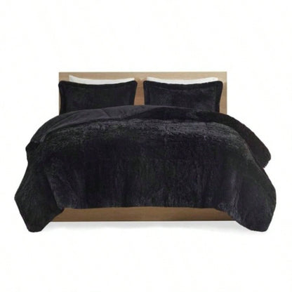 King/Cal King Shaggy Long Fur Comforter Set