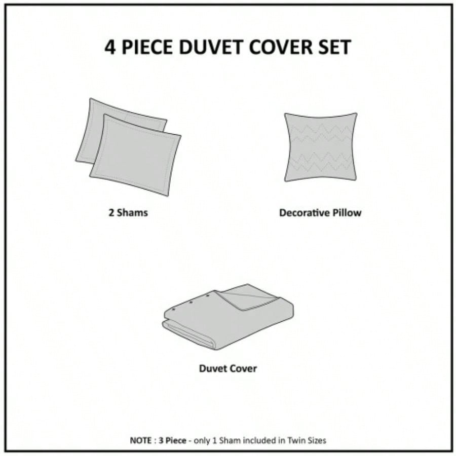 Twin/Twin XL Watercolor Tie Dye Printed Duvet Cover Set with Throw Pillow