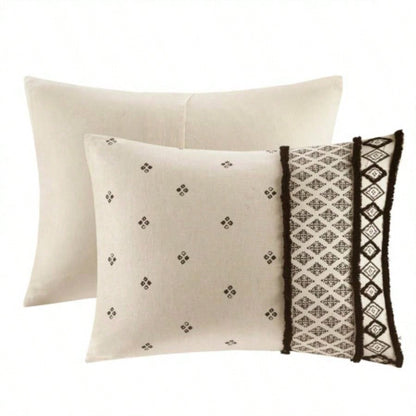 3 Piece Cotton and Flax Linen Blend Comforter Set Natural Full/